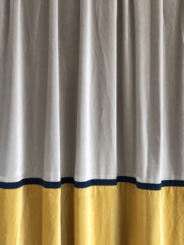 Matte Velvet Curtain | GREY & YELLOW Curtain | Matte velvet curtain panels | Curtain Panels | Custom Curtains