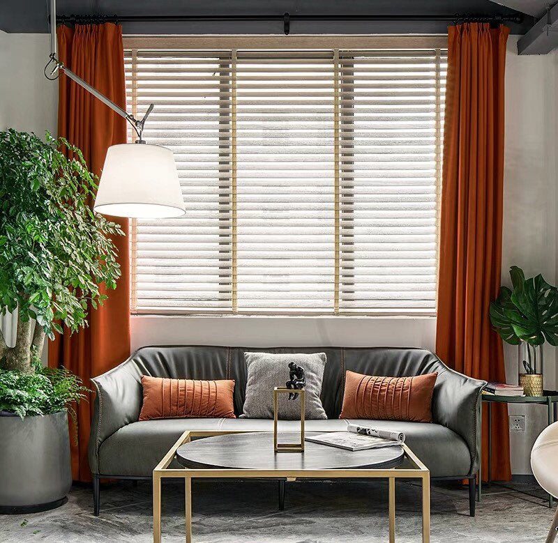 Matte Velvet Curtain | ORANGE Curtain | Matte velvet curtain panels | Curtain Panels | Custom Curtains