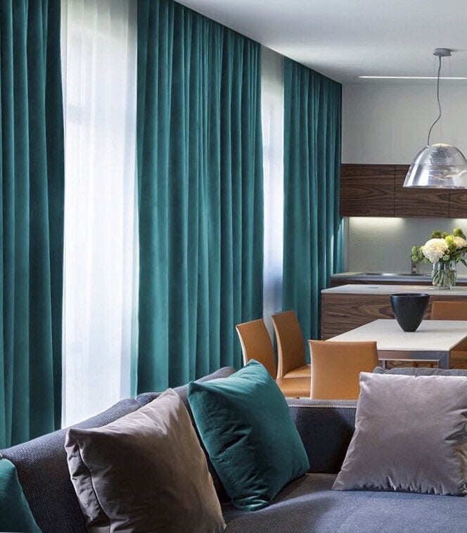 Matte Velvet Curtain | Teal BLUE Curtain | Matte velvet curtain panels | Curtain Panels | Custom Curtains