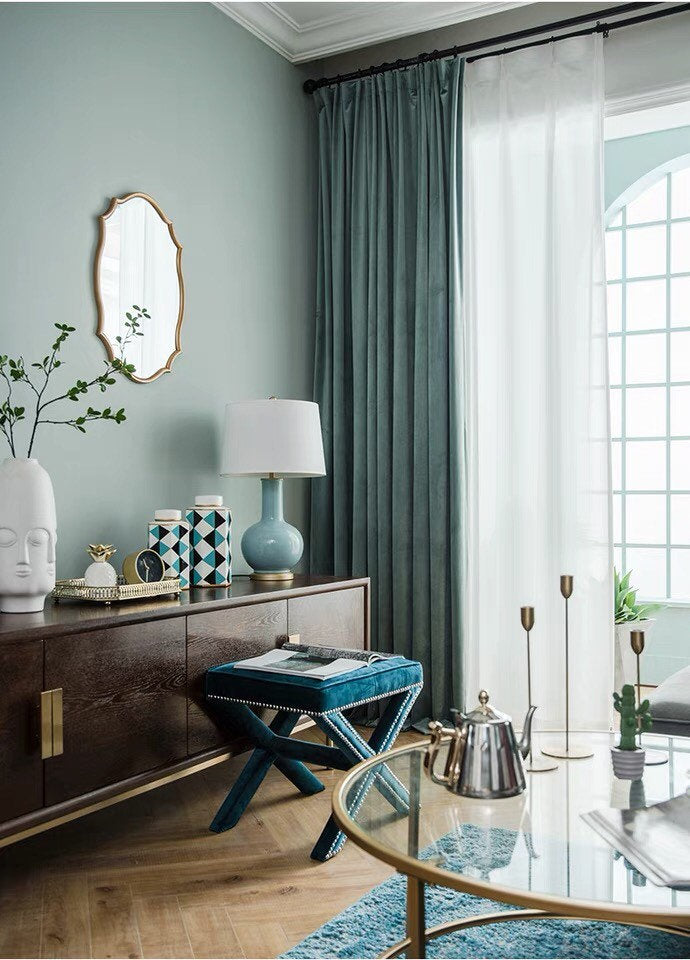 Matte Velvet Curtain | Sea GREEN Curtain | Matte velvet curtain panels | Curtain Panels | Custom Curtains