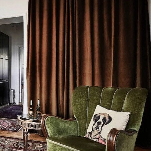 Matte Velvet Curtain | Chestnut BROWN Curtain | Matte velvet curtain panels | Curtain Panels | Custom Curtains