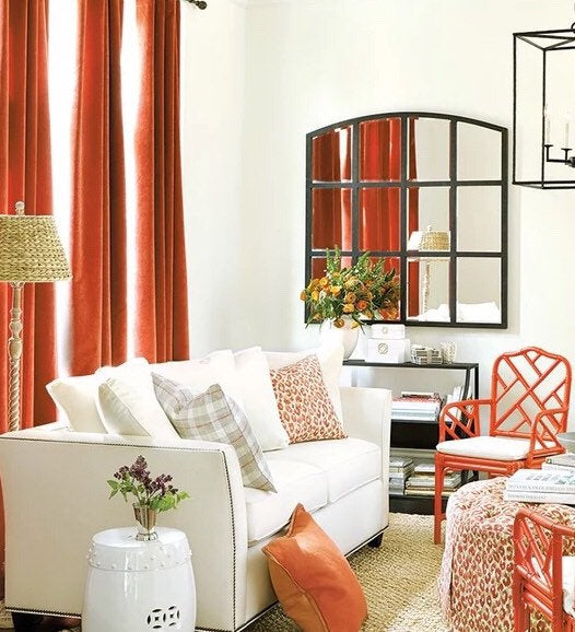 Matte Velvet Curtain | ORANGE Curtain | Matte velvet curtain panels | Curtain Panels | Custom Curtains