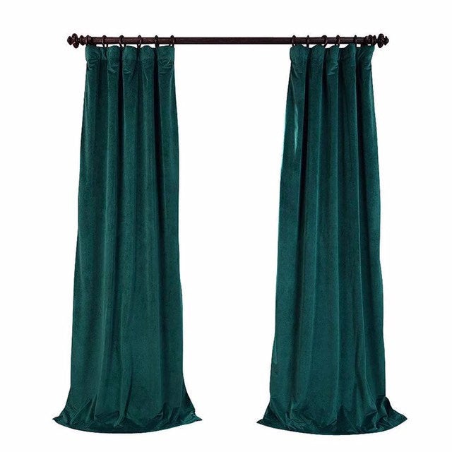 Matte Velvet Curtain | Peacock GREEN Curtain | Matte velvet curtain panels | Curtain Panels | Custom Curtains