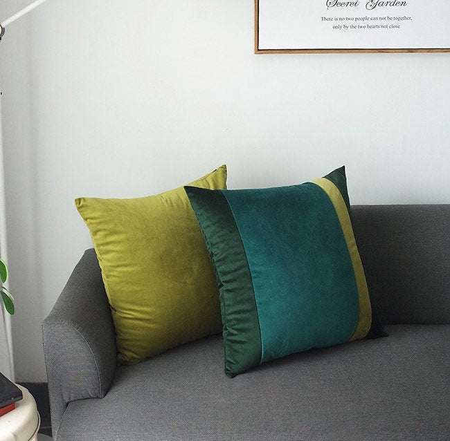 Vintage pillow covers | 19" Square Pine Green | Gold Green | Vintage Green Cushion Cover
