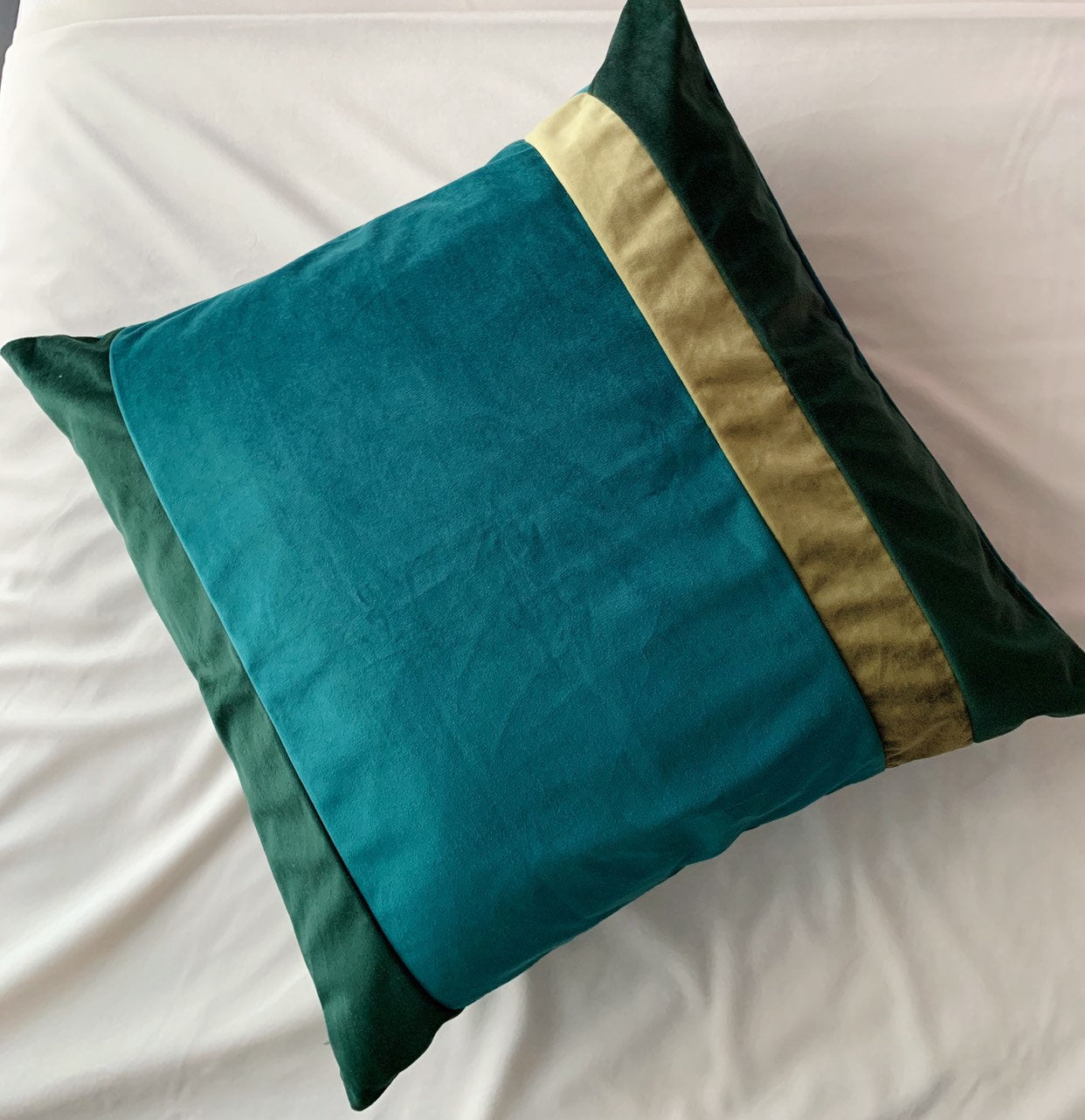 Vintage pillow covers | 19" Square Pine Green | Gold Green | Vintage Green Cushion Cover