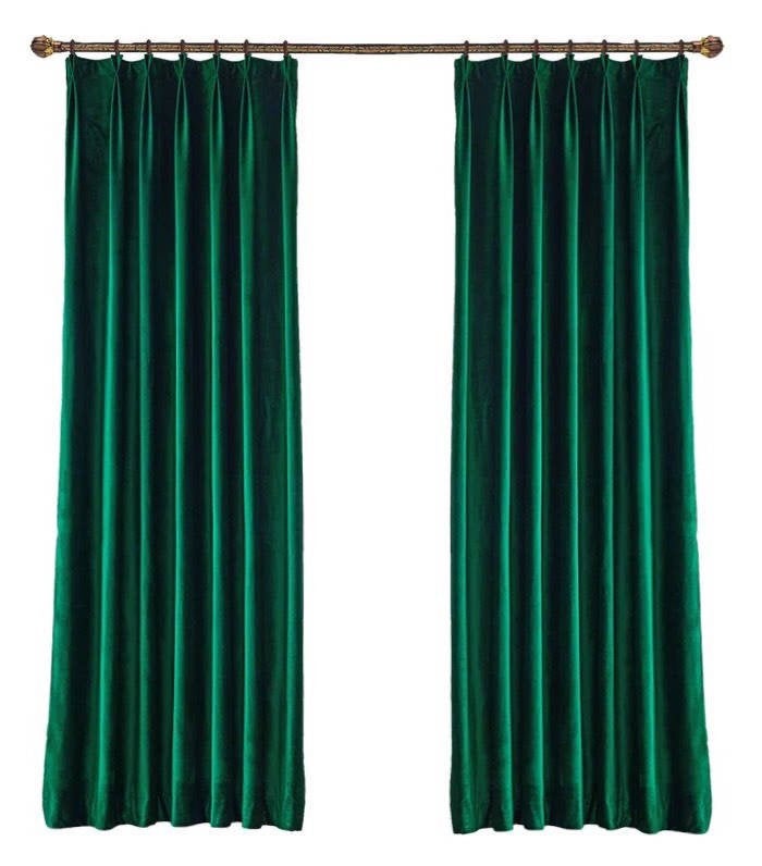 Velvet Curtain | Vintage GREEN Blackout Curtain | velvet curtain panels | Curtain Panels | Custom Curtains