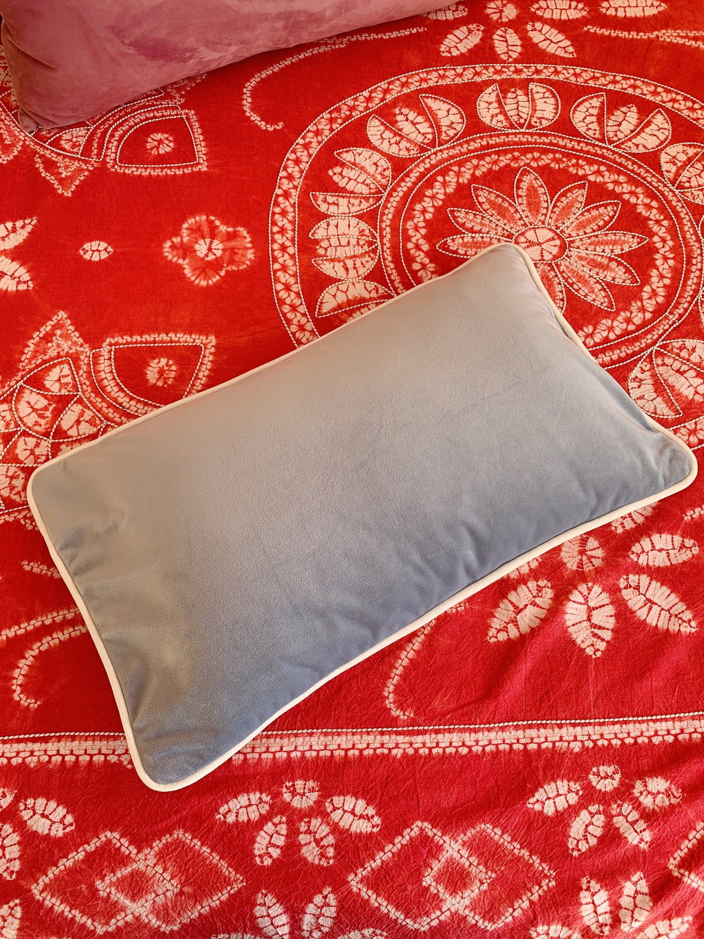 Velvet Pillow Covers | 12" X 20" Throw Pillow Cover | Yellow & Grey Blue | Vintage Pillow Covers | Lumbar Cushion Cover