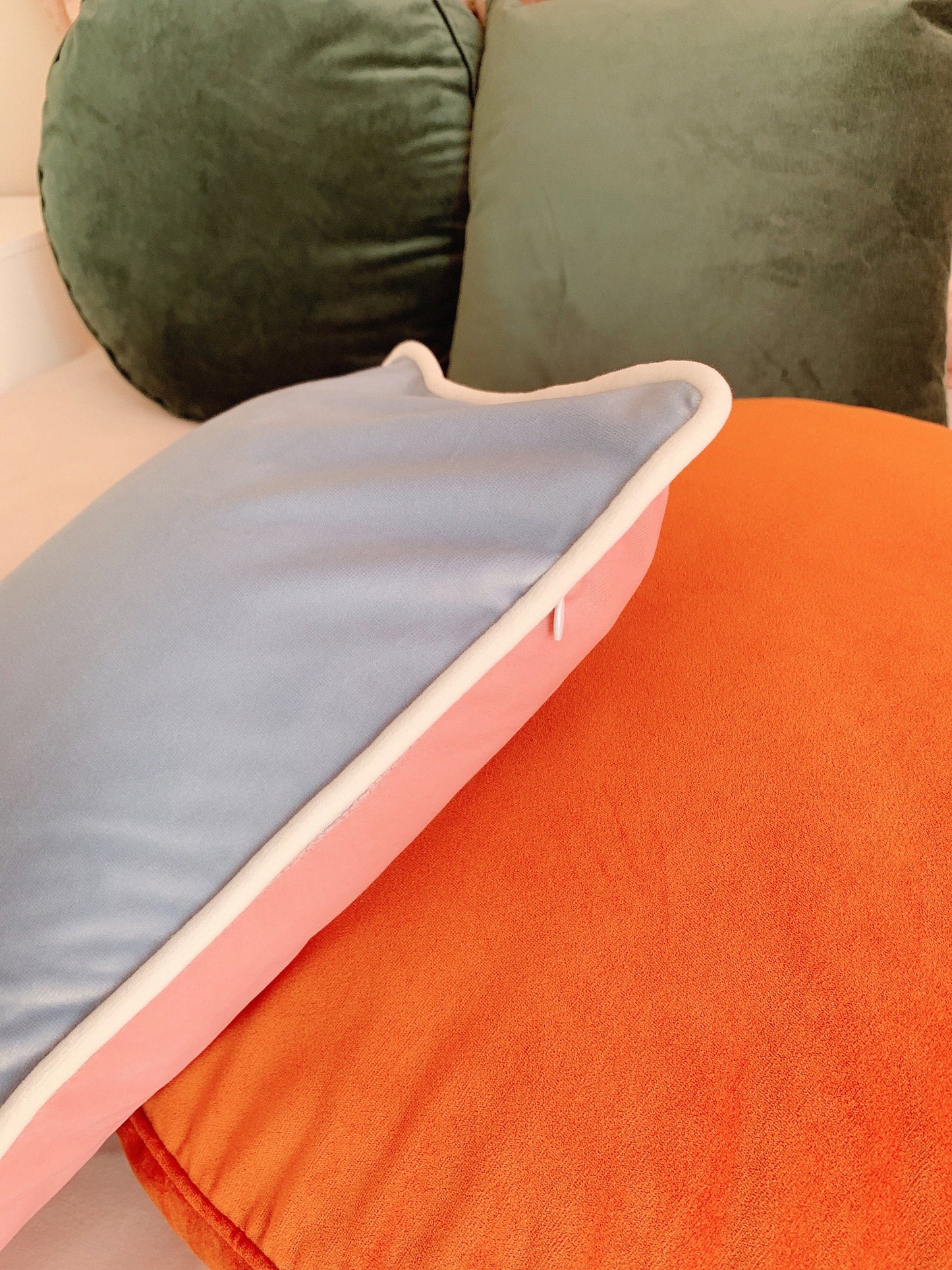 Velvet Pillow Cover | 12” x 20”| Double sided cover | Grey & Baby Pink Velvet Pillow Cover | Vintage Pillow Cover