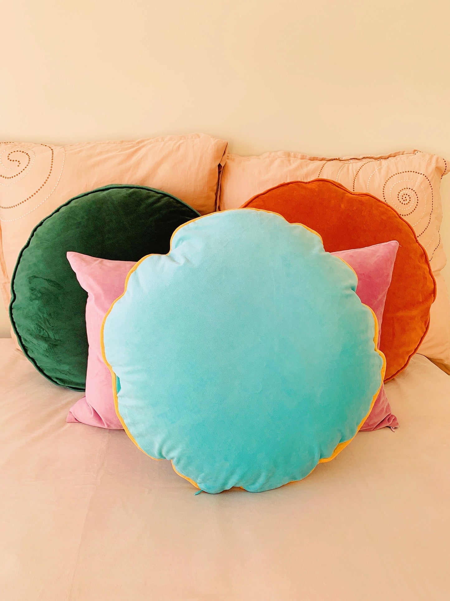 Mint Blue Luxury Velvet Cushion Cover, Vintage Style Living Room Decor