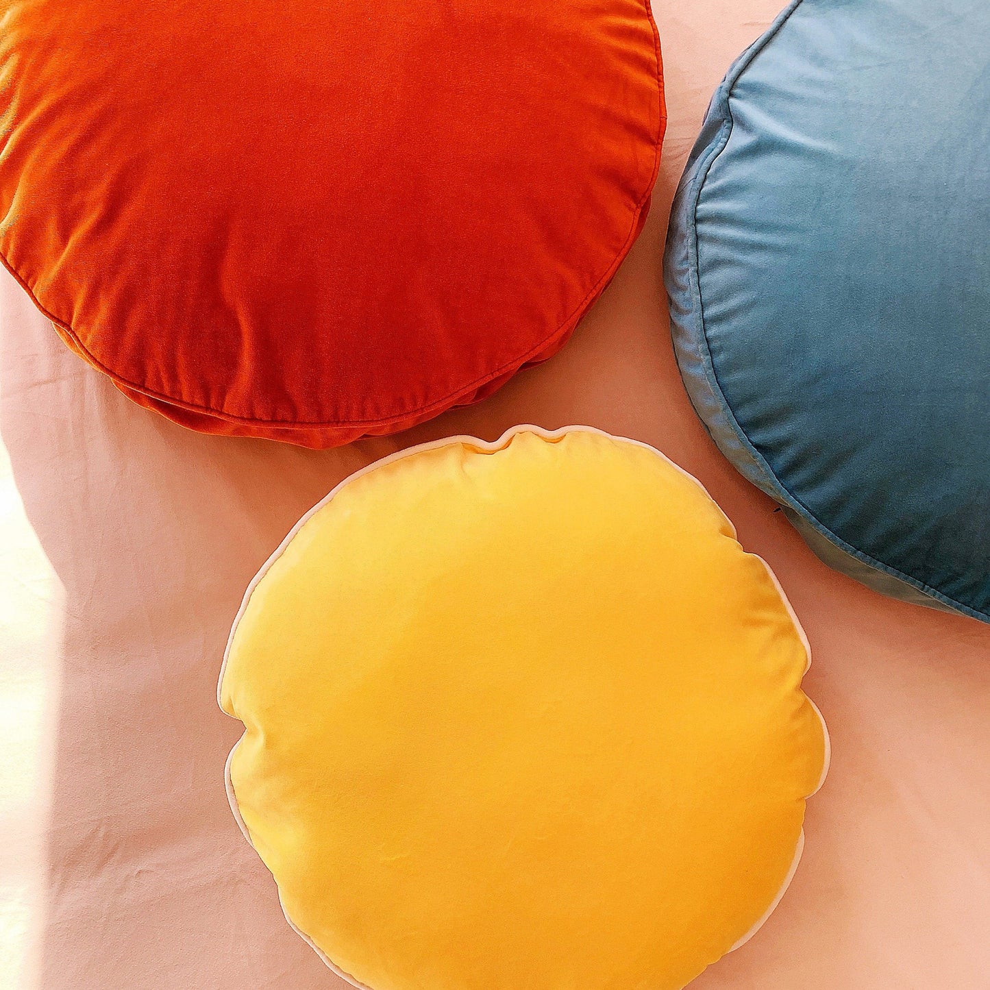 Yellow Velvet Cushion Cover, Round Scatter Throw Pillow Luxury Home Decor, Lemon Yellow Velvet 18" Round Pillow Cover