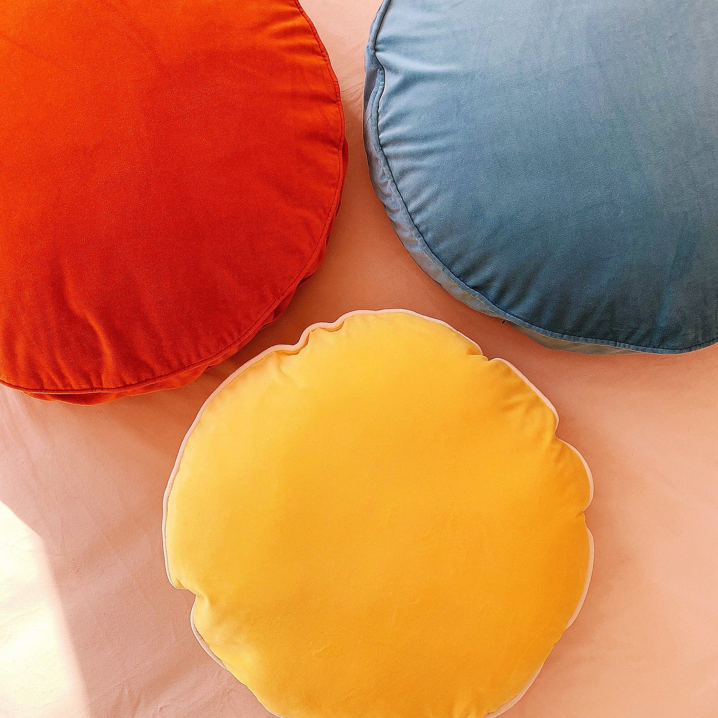 Yellow Velvet Cushion Cover, Round Scatter Throw Pillow Luxury Home Decor, Lemon Yellow Velvet 18" Round Pillow Cover