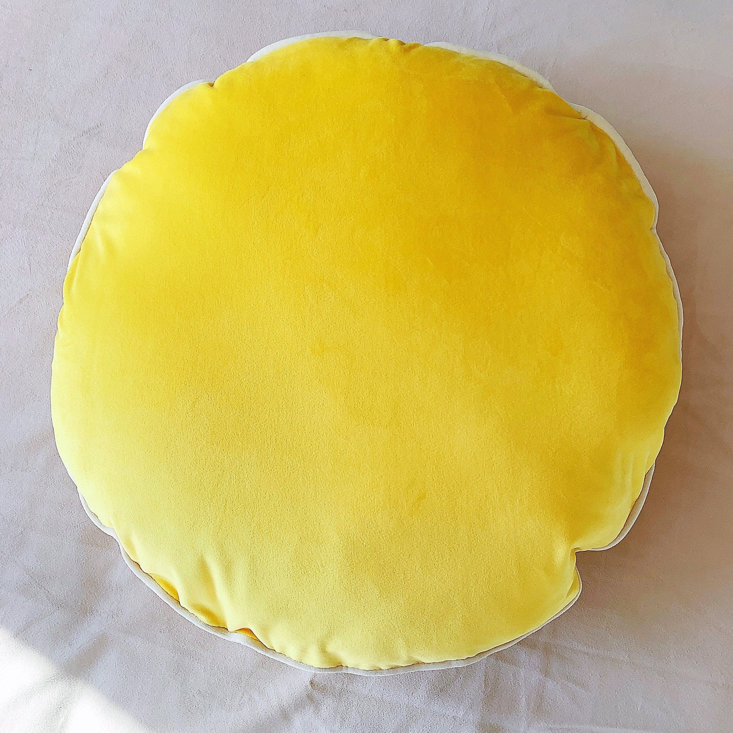Yellow Velvet Cushion Cover, Round Scatter Throw Pillow Luxury Home Decor, Lemon Yellow Velvet 18" Round Pillow Cover