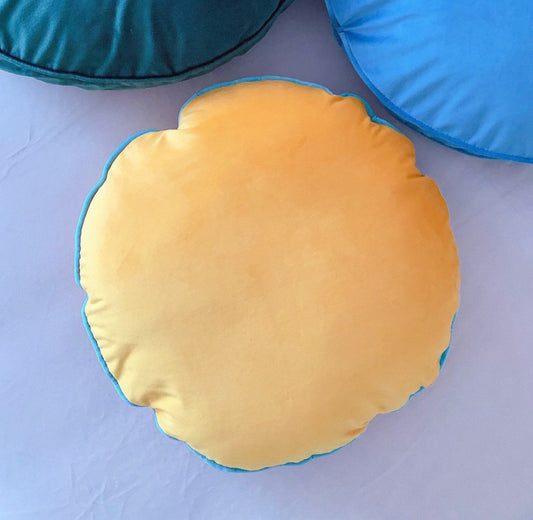 Honey Yellow Velvet Cushion Cover, Round Throw Pillow Couch Cushion