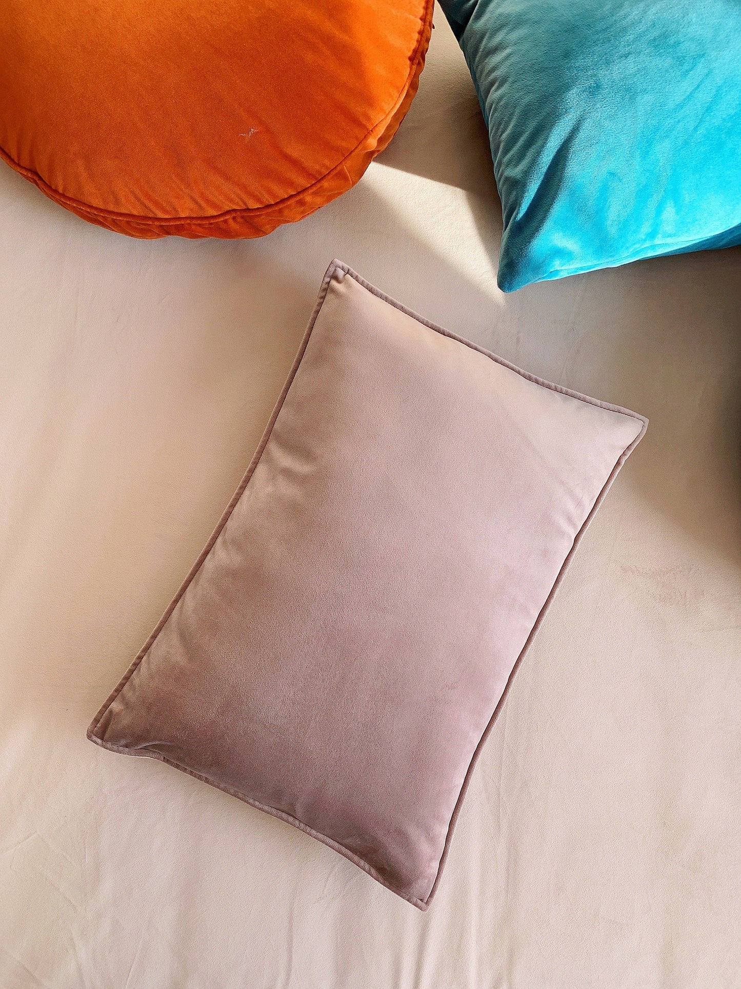Pale Pink Velvet Cushion, Velvet Lumbar Cushion Cover, Pale Pink Velvet Lumbar Pillow Cover