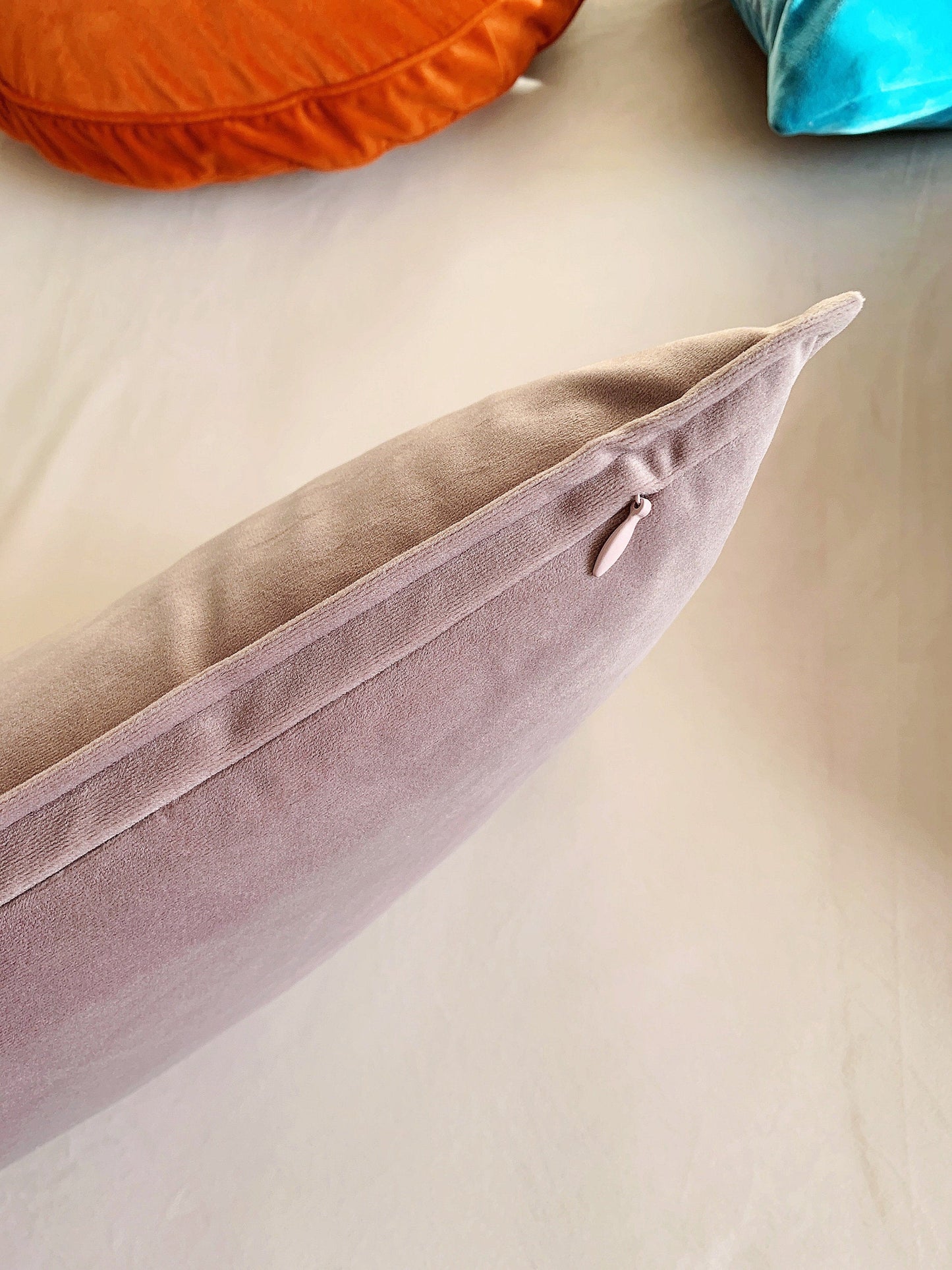 Pale Pink Velvet Cushion, Velvet Lumbar Cushion Cover, Pale Pink Velvet Lumbar Pillow Cover