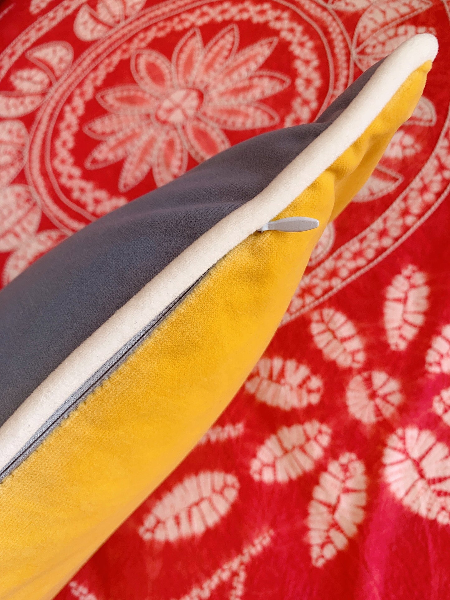 Velvet Pillow Covers | 12" X 20" Throw Pillow Cover | Yellow & Grey Blue | Vintage Pillow Covers | Lumbar Cushion Cover