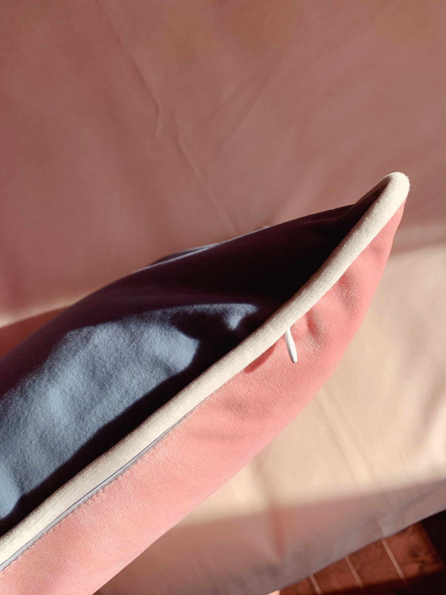 Velvet Pillow Cover | 12” x 20”| Double sided cover | Grey & Baby Pink Velvet Pillow Cover | Vintage Pillow Cover