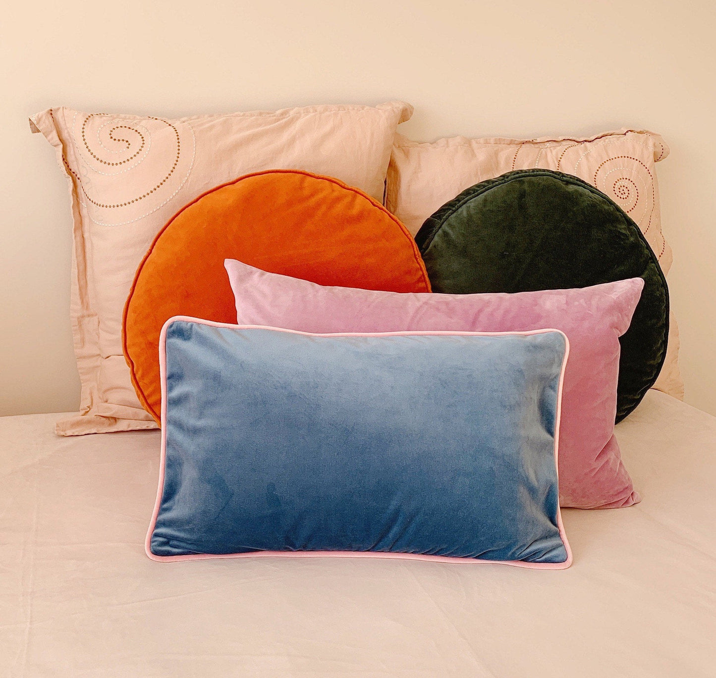 Velvet Pillow Cover | 12” x 20”| Double sided | Blue & White Velvet Pillow Cover | Vintage Pillow Cover