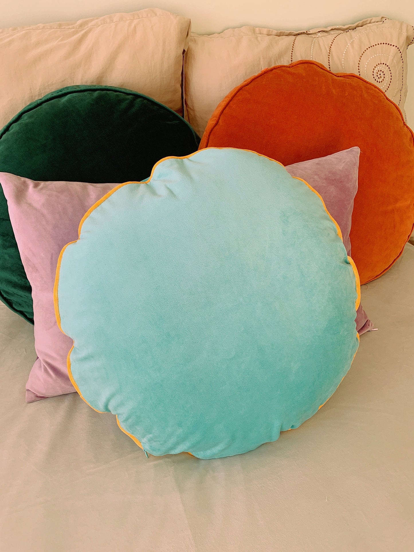 Mint Blue Luxury Velvet Cushion Cover, Vintage Style Living Room Decor