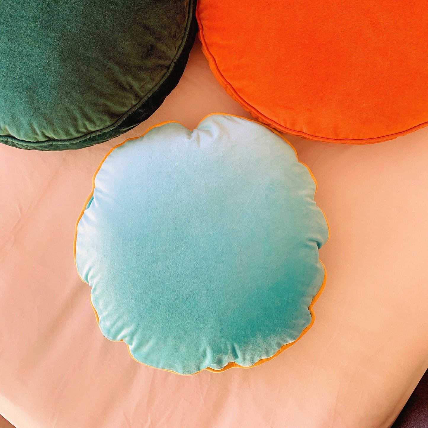 Mint Blue Luxury Velvet Cushion Cover, Vintage Style Living Room Decor