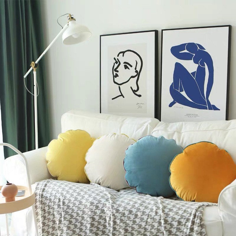 Yellow Velvet Cushion Cover, Round Scatter Throw Pillow Luxury Home Decor, Lemon Yellow Velvet 18" Round Pillow Cover