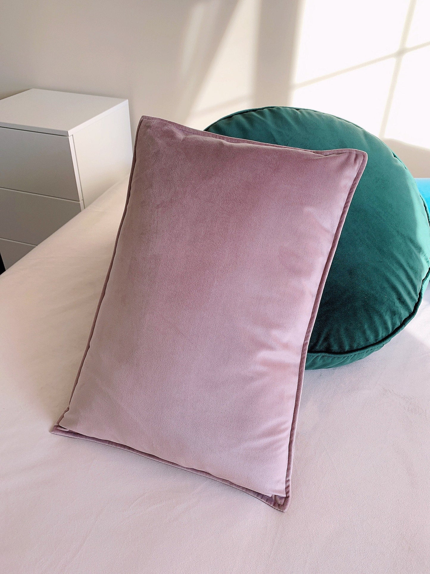 Pale Pink Velvet Cushion, Velvet Lumbar Cushion Cover, Pale Pink Velvet Lumbar Pillow Cover