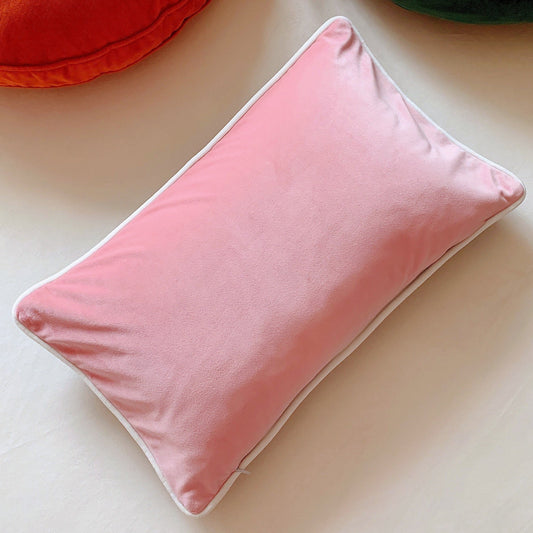 Velvet Pillow Cover | 12” x 20”| Double sided cover | Grey & Baby Pink Velvet Pillow Cover | Vintage Pillow Cover