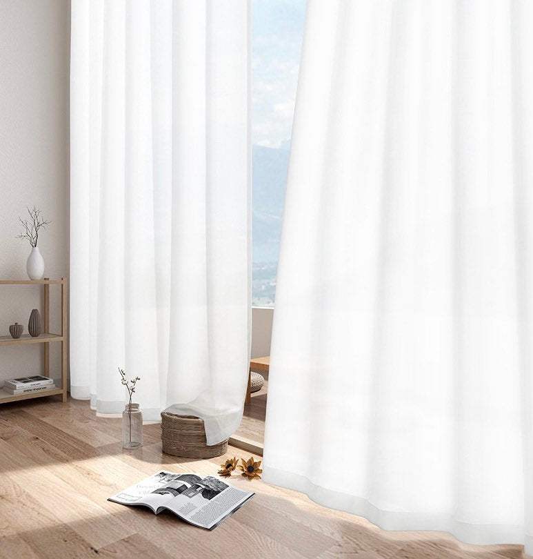 Luxury Sheer Curtain,  White Sheer Curtains for Living Room, Semi-Sheer Curtain Panel