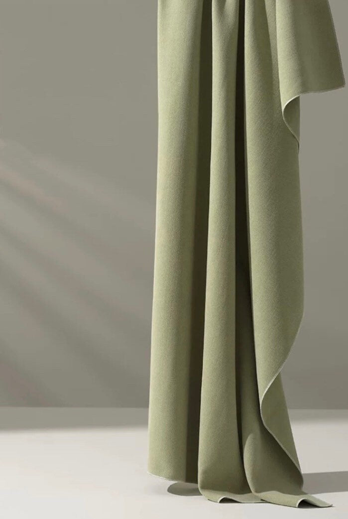 Sage Green Curtain Panel, Embossed Blackout Chenille Curtain Panel for Living Room