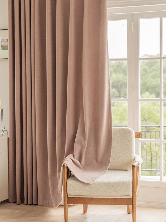 Pale Pink Embossed Blackout Chenille Curtain Panel, Luxury Home Décor Window Treatment