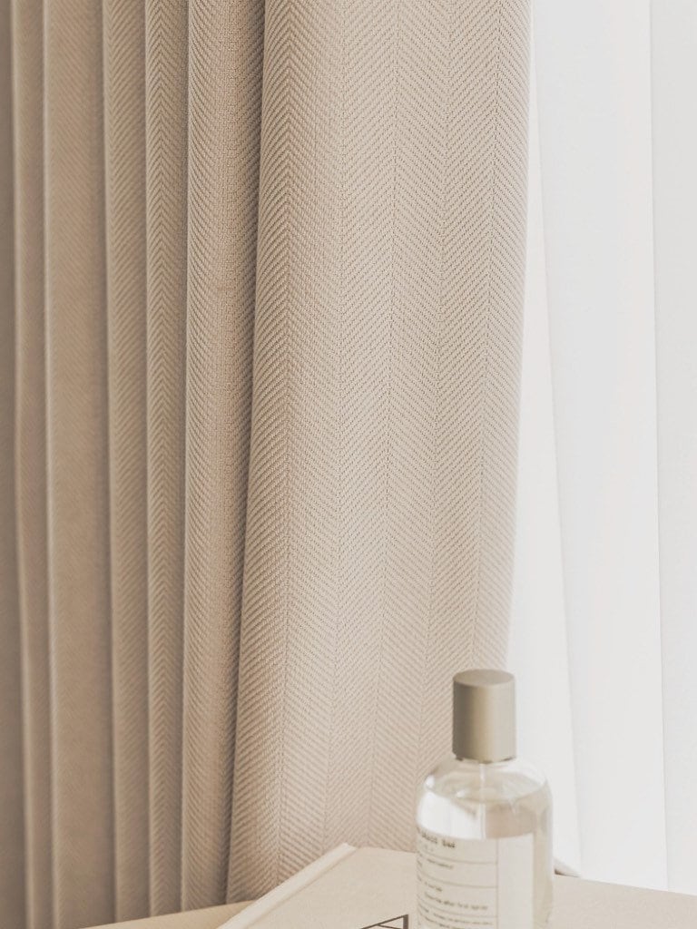 Eggshell White Curtain Panel for Living Room, Contemporary Embossed Blackout Chenille Curtain Panel