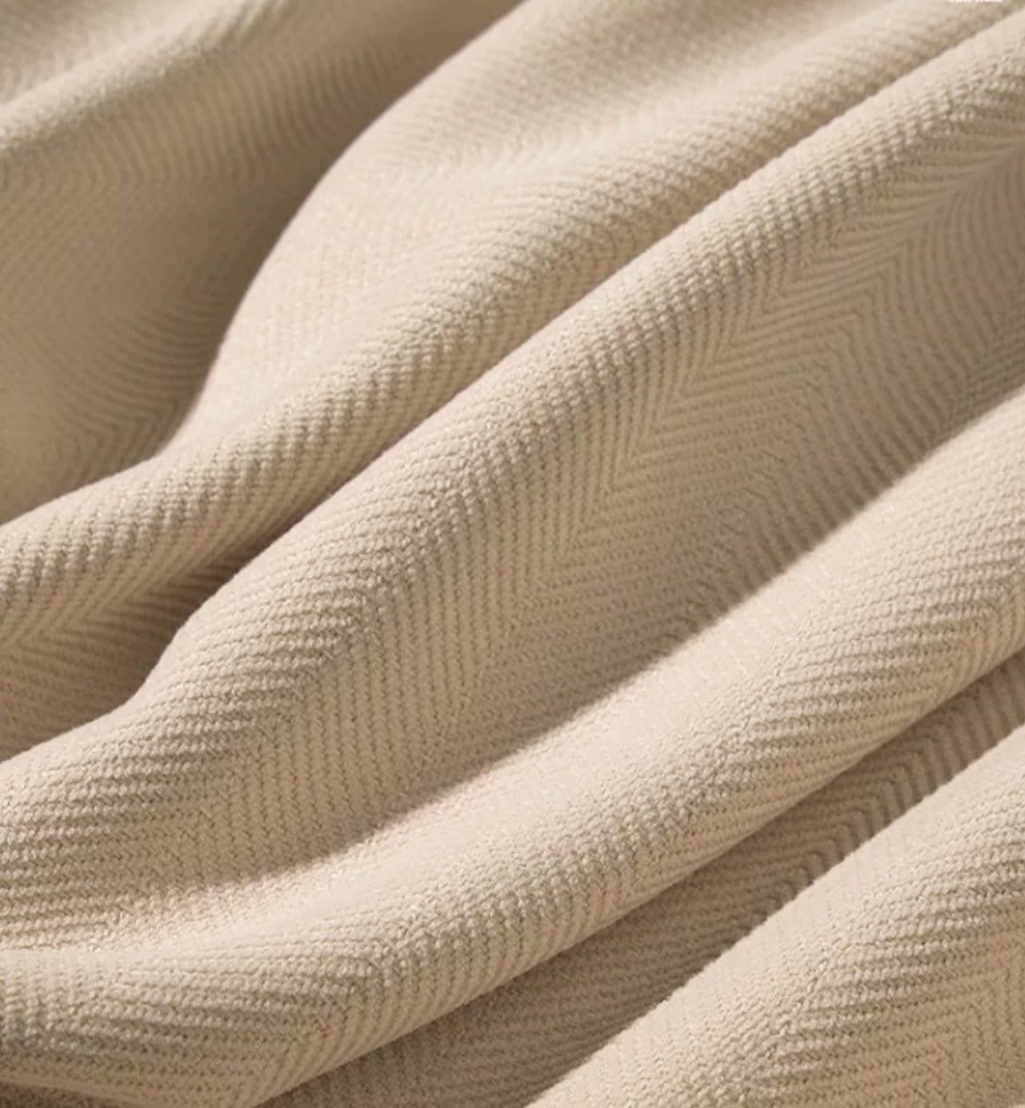 Eggshell White Curtain Panel for Living Room, Contemporary Embossed Blackout Chenille Curtain Panel