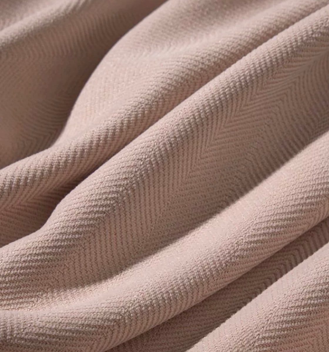 Pale Pink Embossed Blackout Chenille Curtain Panel, Luxury Home Décor Window Treatment
