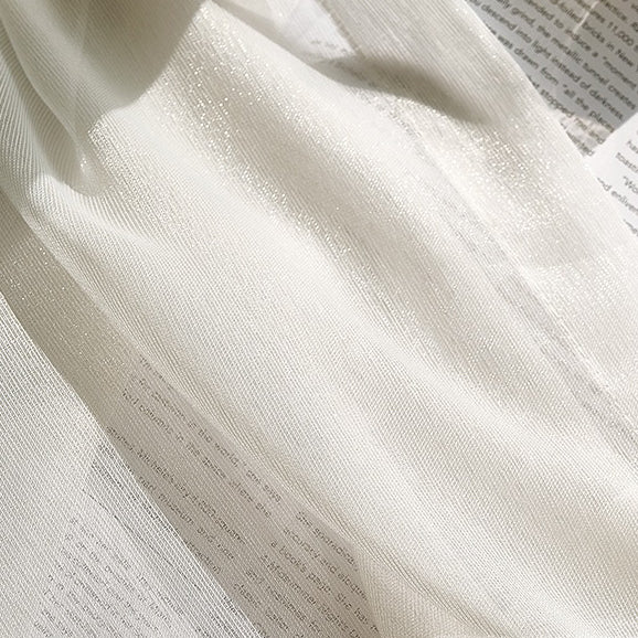 Pearl White Shimmer Shine Sheer Rod Pocket Custom Curtain