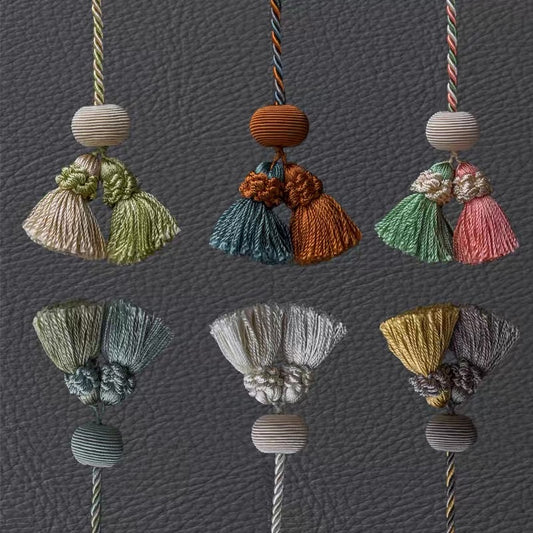 Vintage Style Tassel Curtain Ties, Pair of Multi Colour Curtain Hold Backs, Drapery Tie Back, Curtain Holder