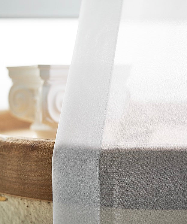 Classic White Voile Sheer Rod Pocket Custom Curtain