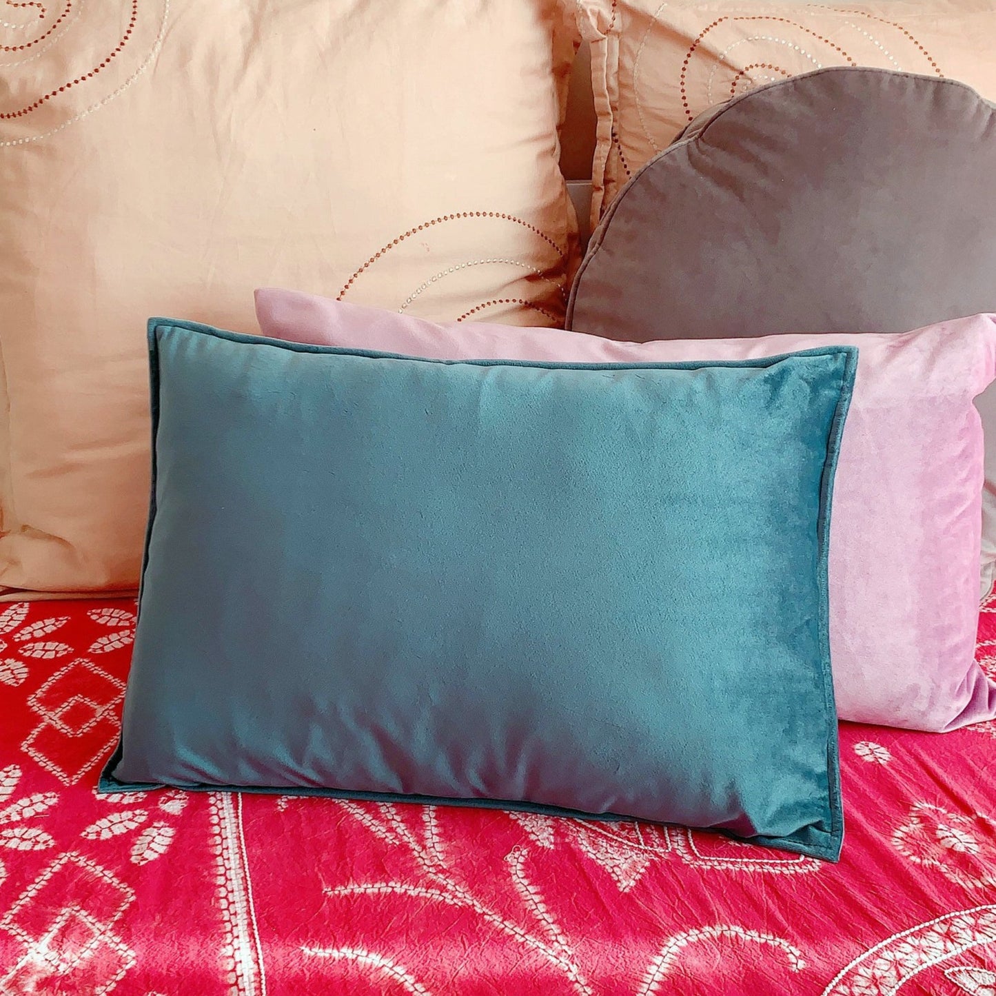 Custom Spruce Green Lumbar Throw Pillow Cover 14" x 20", Velvet Soft Body Pillow Cushion Cover Luxury Home Décor