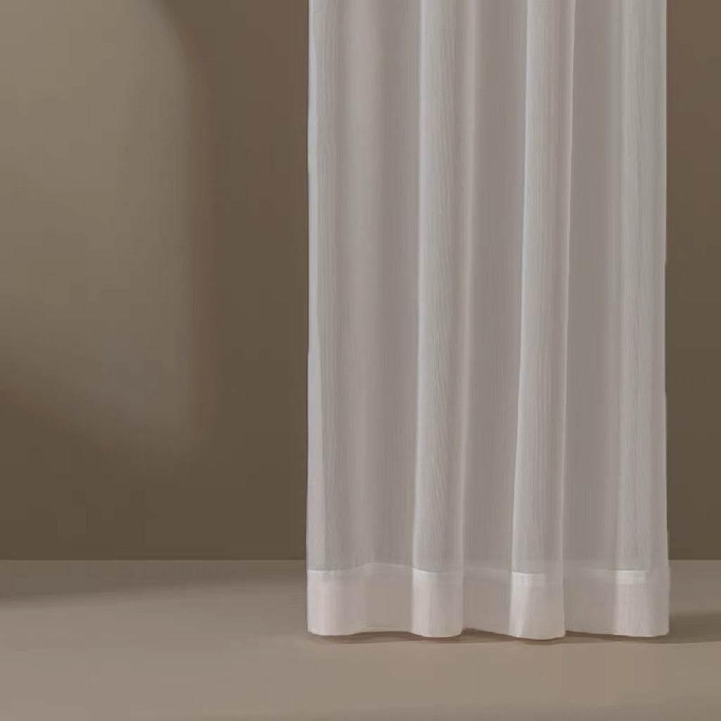 Pearl White Shimmer Shine Sheer Rod Pocket Custom Curtain