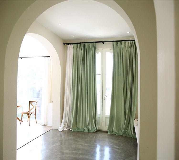 Matte Velvet Curtain | Leaf GREEN Curtain | Matte velvet curtain panels | Curtain Panels | Custom Curtains