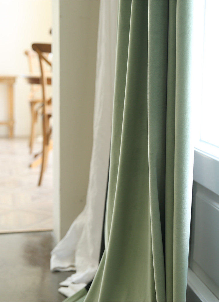 Matte Velvet Curtain | Leaf GREEN Curtain | Matte velvet curtain panels | Curtain Panels | Custom Curtains