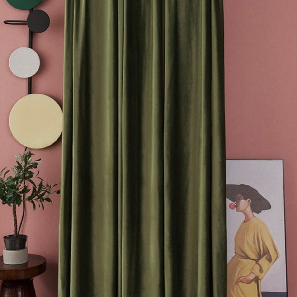 Matte Velvet Curtain | Olive GREEN Curtain | Matte velvet curtain panels | Curtain Panels | Custom Curtains