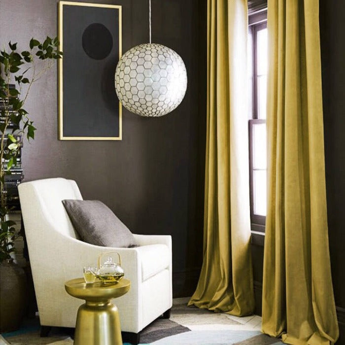 Velvet Curtain | Gold GREEN Blackout Curtain | velvet curtain panels | Curtain Panels | Custom Curtains
