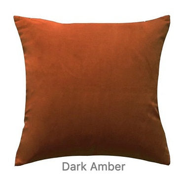 Luxury Orange Velvet Cushion Cover, Dark Amber Square Decorative Vintage Style Throw Pillow Case