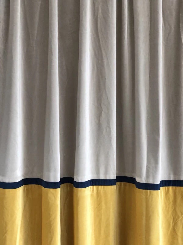 Matte Velvet Curtain | GREY & YELLOW Curtain | Matte velvet curtain panels | Curtain Panels | Custom Curtains