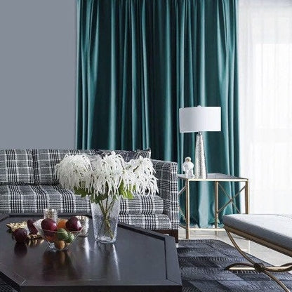 Matte Velvet Curtain | Teal BLUE Curtain | Matte velvet curtain panels | Curtain Panels | Custom Curtains