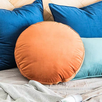 Velvet pillow covers | Vintage 20" Diameter | Round Cushion Cover Orange | Vintage Cushion cover
