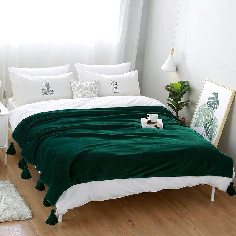 Khaki green throw online blanket