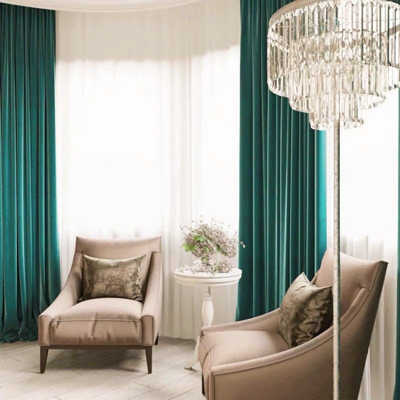 Velvet Curtain | Malachite GREEN Blackout Curtain | velvet curtain panels | Curtain Panels | Custom Curtains