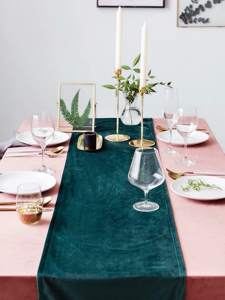 Velvet table runner Vintage green Table runner