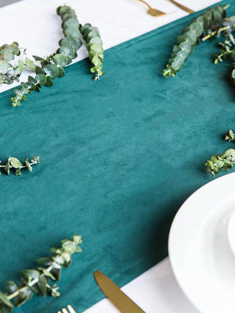 Velvet table runner Vintage green Table runner